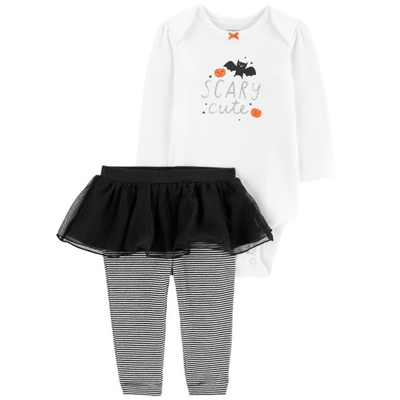Girls Carter's Halloween SCARY CUTE Bodysuit & Tutu Pant size 3 6 9 12 24 mo NWT - Picture 1 of 5